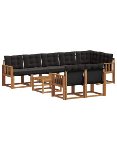 Set di divani con cuscino 9 pcs Naturale e Nero 2