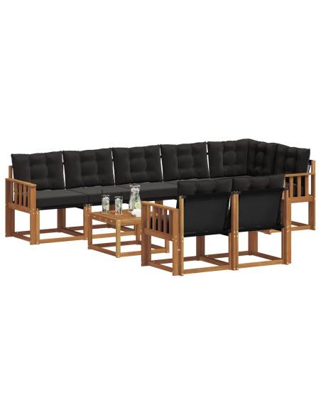 Set di divani con cuscino 9 pcs Naturale e Nero