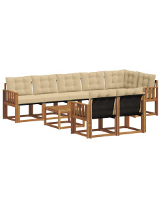 Set di divani con cuscino 9 pcs Naturale e Beige 2