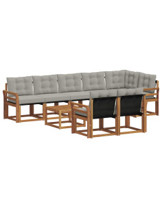 Set di divani con cuscino 9 pcs Grigio Naturale e Chiaro 2