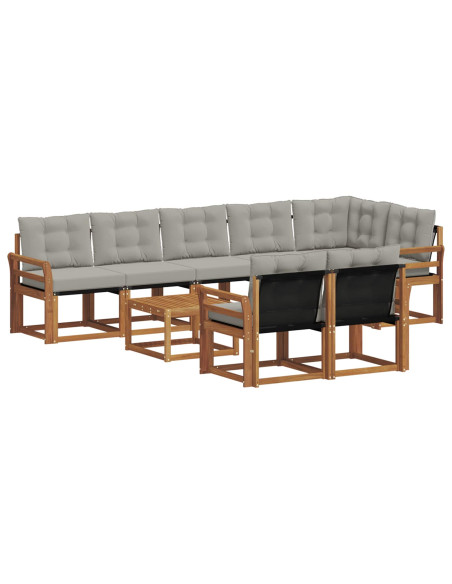 Set di divani con cuscino 9 pcs Grigio Naturale e Chiaro