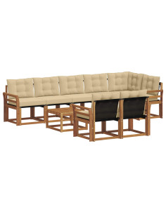 Set di divani con cuscino 9 pcs Naturale e Beige 2