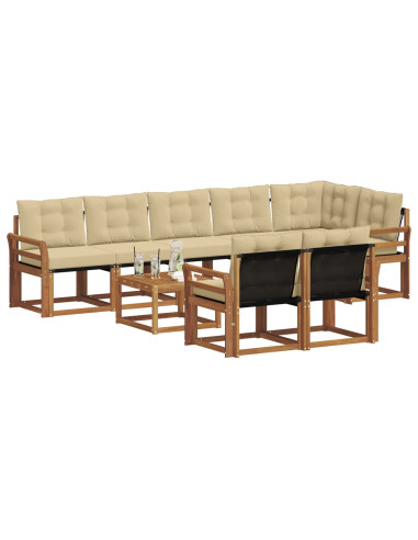 Set di divani con cuscino 9 pcs Naturale e Beige