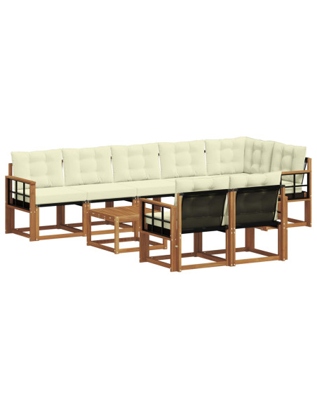 Set di divani con cuscino 9 pcs Naturale e Crema