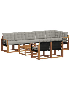 Set di divani con cuscino 9 pcs Grigio Naturale e Chiaro 2