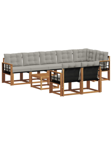 Set di divani con cuscino 9 pcs Grigio Naturale e Chiaro