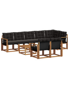 Set di divani con cuscino 9 pcs Naturale e Nero 2