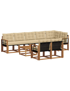 Set di divani con cuscino 9 pcs Naturale e Beige 2