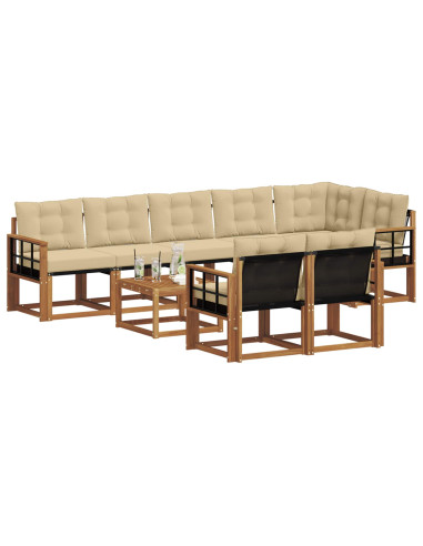 Set di divani con cuscino 9 pcs Naturale e Beige