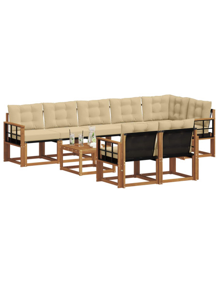 Set di divani con cuscino 9 pcs Naturale e Beige