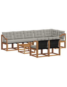 Set di divani con cuscino 9 pcs Grigio Naturale e Chiaro 2