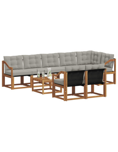 Set di divani con cuscino 9 pcs Grigio Naturale e Chiaro