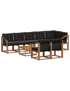 Set di divani con cuscino 9 pcs Naturale e Nero 2