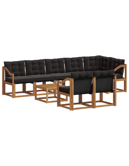 Set di divani con cuscino 9 pcs Naturale e Nero