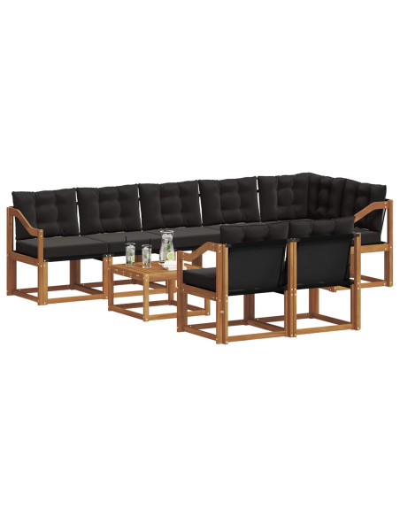 Set di divani con cuscino 9 pcs Naturale e Nero