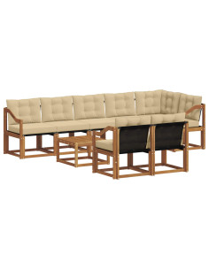 Set di divani con cuscino 9 pcs Naturale e Beige 2