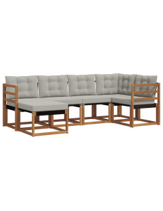 Set di divani con cuscino 6 pcs Grigio Naturale e Chiaro 2