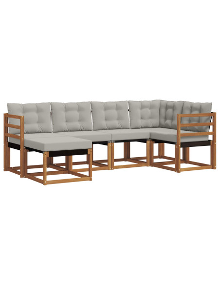 Set di divani con cuscino 6 pcs Grigio Naturale e Chiaro