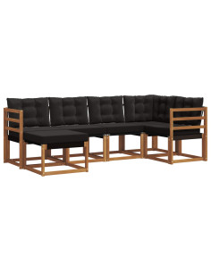 Set di divani con cuscino 6 pcs Naturale e Nero 2