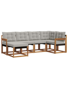 Set di divani con cuscino 6 pcs Grigio Naturale e Chiaro 2