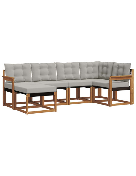 Set di divani con cuscino 6 pcs Grigio Naturale e Chiaro