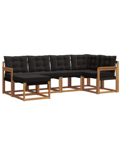 Set di divani con cuscino 6 pcs Naturale e Nero 2