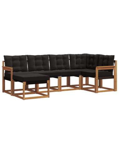 Set di divani con cuscino 6 pcs Naturale e Nero