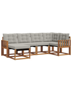 Set di divani con cuscino 6 pcs Grigio Naturale e Chiaro 2
