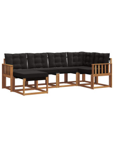 Set di divani con cuscino 6 pcs Naturale e Nero 2