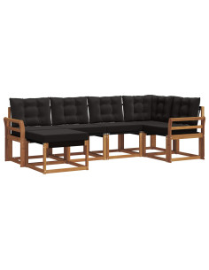Set di divani con cuscino 6 pcs Naturale e Nero 2