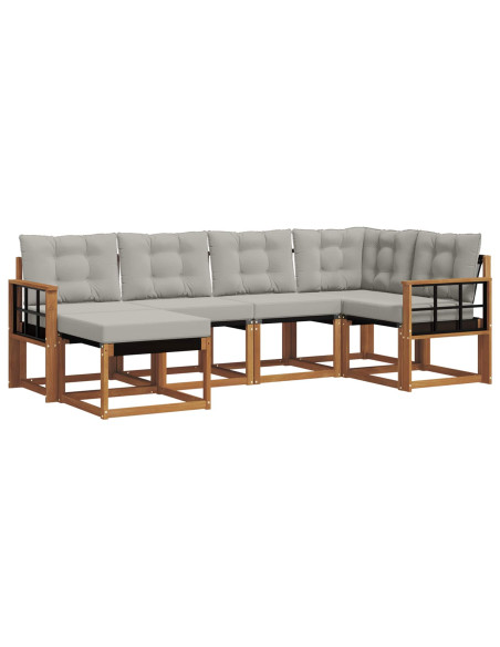 Set di divani con cuscino 6 pcs Grigio Naturale e Chiaro