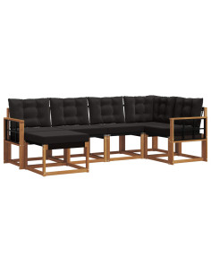 Set di divani con cuscino 6 pcs Naturale e Nero 2