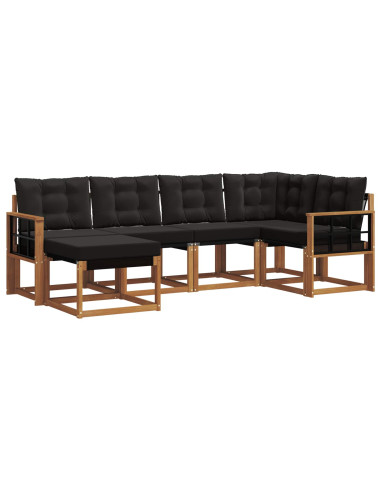 Set di divani con cuscino 6 pcs Naturale e Nero