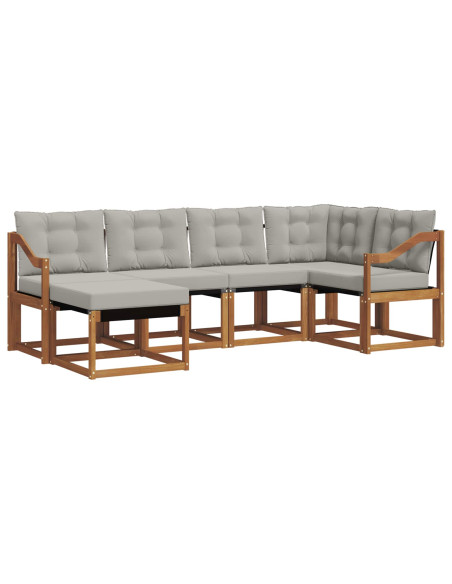 Set di divani con cuscino 6 pcs Grigio Naturale e Chiaro