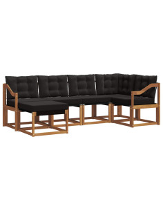 Set di divani con cuscino 6 pcs Naturale e Nero 2