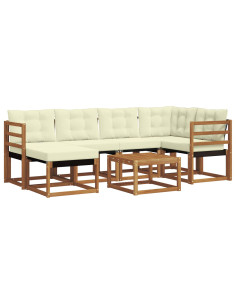 Set di divani con cuscino 7 pcs Naturale e Crema 2