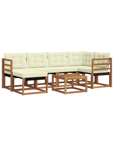 Set di divani con cuscino 7 pcs Naturale e Crema