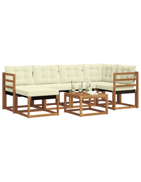 Set di divani con cuscino 7 pcs Naturale e Crema