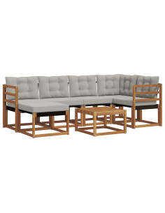 Set di divani con cuscino 7 pcs Grigio Naturale e Chiaro 2