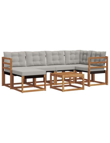 Set di divani con cuscino 7 pcs Grigio Naturale e Chiaro