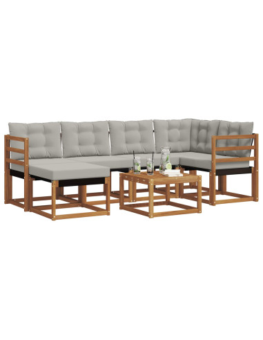 Set di divani con cuscino 7 pcs Grigio Naturale e Chiaro