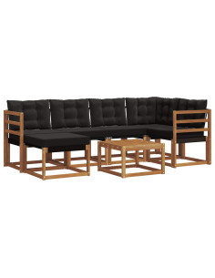Set di divani con cuscino 7 pcs Naturale e Nero 2