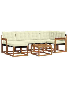 Set di divani con cuscino 7 pcs Naturale e Crema 2