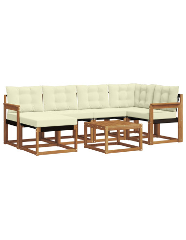 Set di divani con cuscino 7 pcs Naturale e Crema