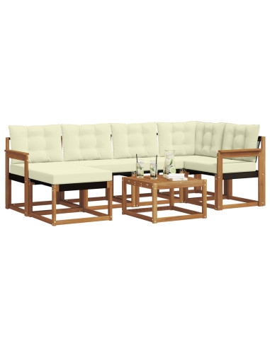 Set di divani con cuscino 7 pcs Naturale e Crema