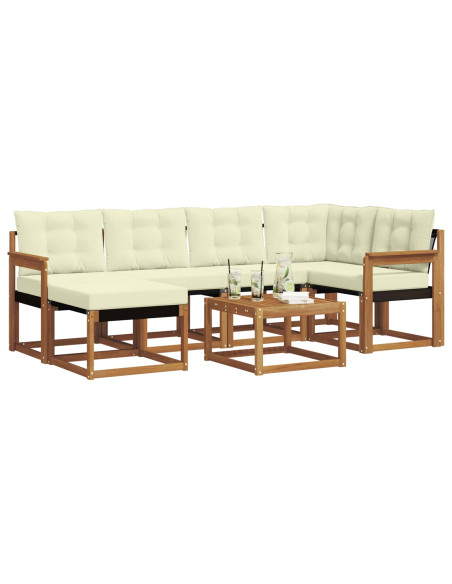 Set di divani con cuscino 7 pcs Naturale e Crema