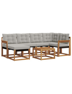 Set di divani con cuscino 7 pcs Grigio Naturale e Chiaro 2