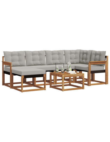 Set di divani con cuscino 7 pcs Grigio Naturale e Chiaro