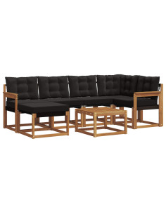 Set di divani con cuscino 7 pcs Naturale e Nero 2