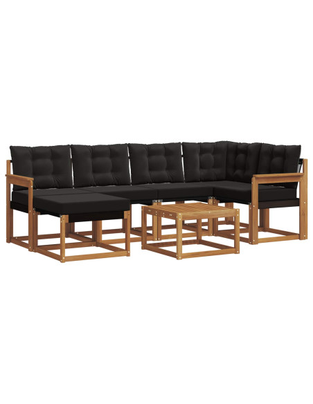 Set di divani con cuscino 7 pcs Naturale e Nero